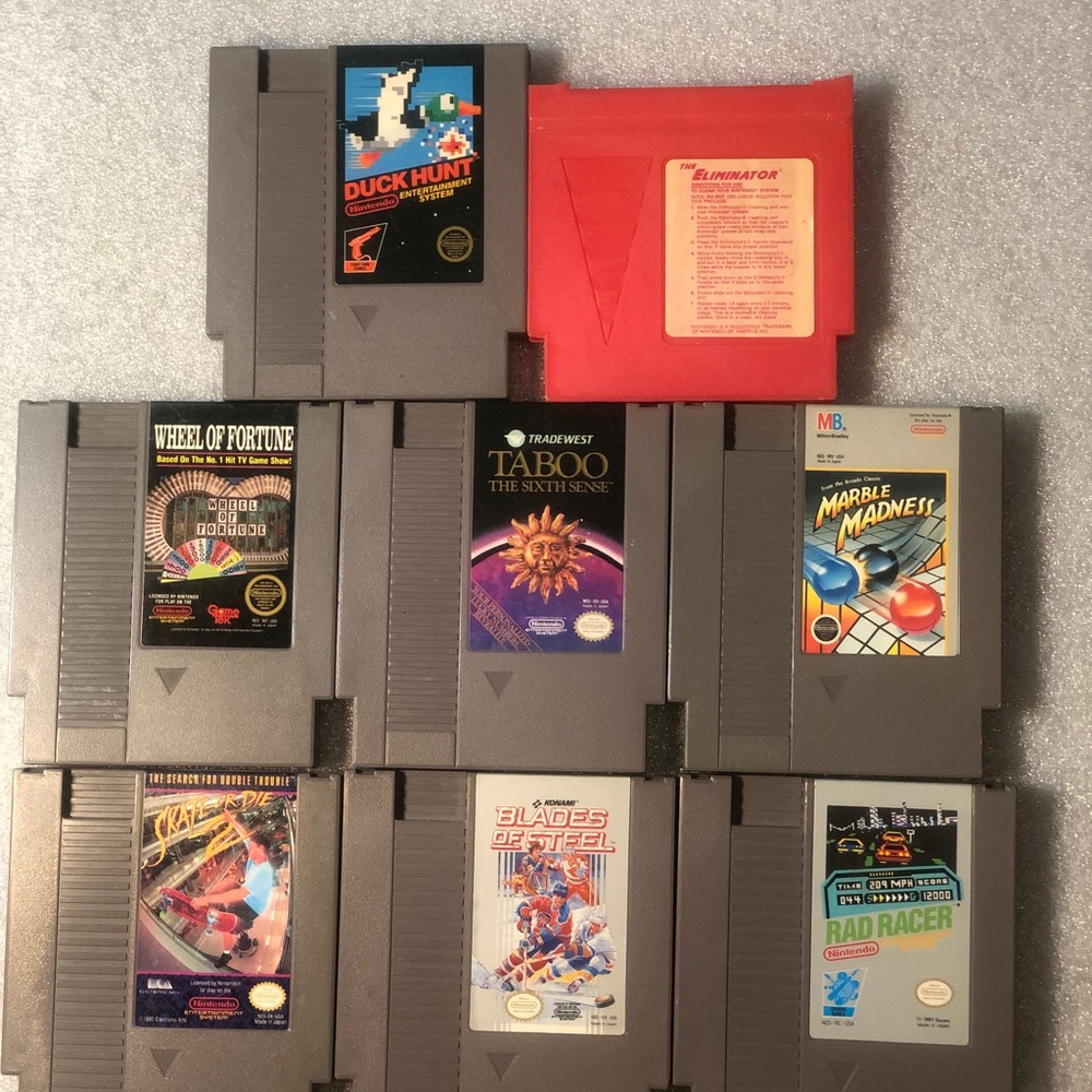 NES Games Lot of 7 & 1 Cleaning Cartridge - Nintendo Entertainment System Read